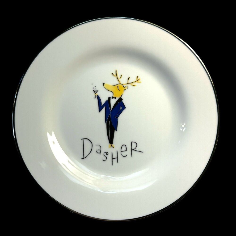 Pottery Barn Holiday Christmas Reindeer Salad Plate 8.5” Dasher Replacement